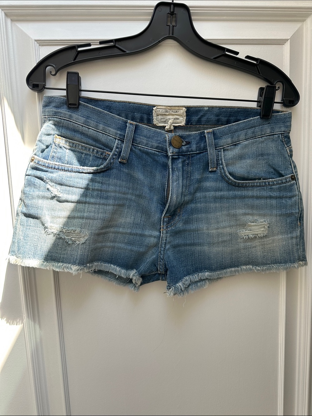 Current/Elliott Women's Blue Denim Cutoff Shorts - Casual Raw Hem